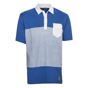 18 Greens All Day Polo Shirt Belize Blue White Stripe Knit Golf Short Sleeves XL
